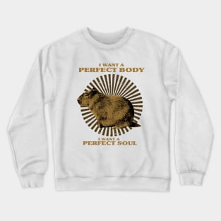 Funny - Capybara i want a perfect body i want a perfect soul Shirt, Capybara Meme Crewneck Sweatshirt